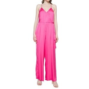 Scotch & Soda Size 34 XS Pink Satin Spaghetti Straps V Neck Racerback Jumpsuit